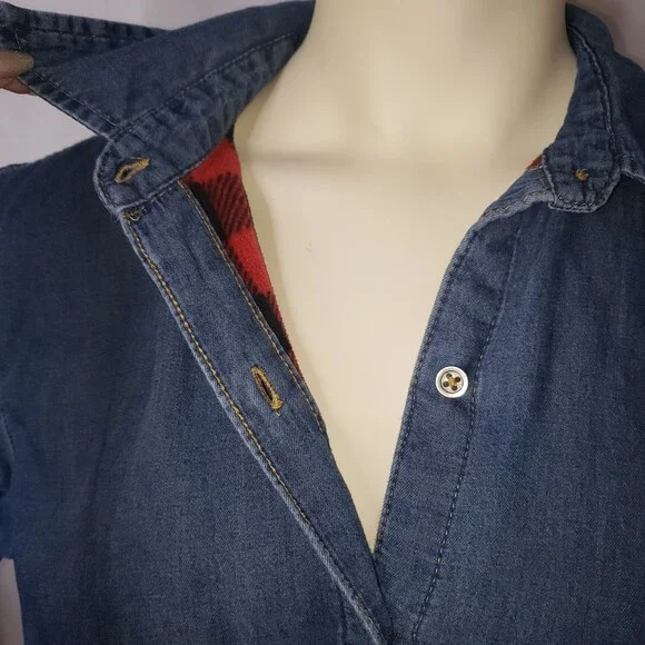 RIDERS BY LEE Flannel Lined Denim Shirt Size Large - Picture 6 of 9